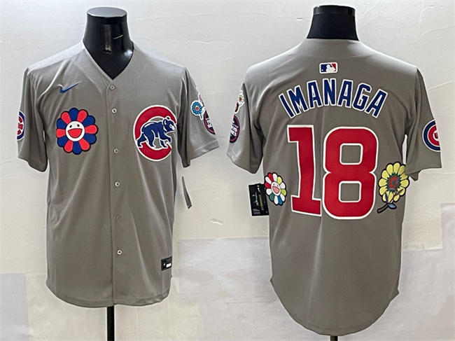 Men's Chicago Cubs #18 Shōta Imanaga Gray 2025 Tokyo Series Limited Stitched Baseball Jersey Men's Chicago Cubs #18 Shōta Imanaga Gray 2025 Tokyo Series Limited Stitched Baseball Jersey